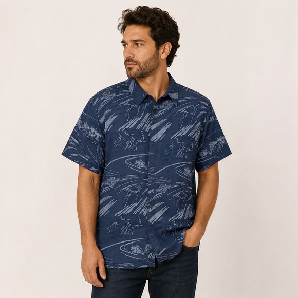 Harley-Davidson Other - Harley Davidson Button Down Shirt Mens XL Blue Short Sleeve Motorcycle Print